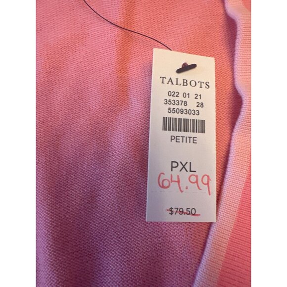 Talbots Petite Pink Cotton Blend Cardigan Sweater XLP Preppy Old Money - Picture 3 of 7